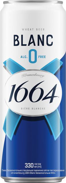 Пиво пшен. світле Kronenbourg 1664 Blanc №0 б/а 0% бан.0.33л